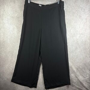 Loft Pants Womens XL Black Wide Leg Pull On Elastic Waist Flowy Trousers Casual